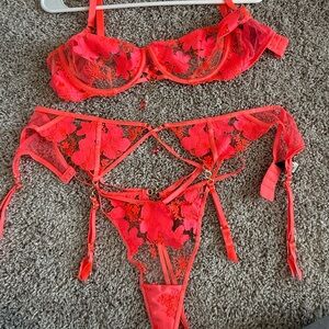 Honey Birdette Red Lace Bra Set